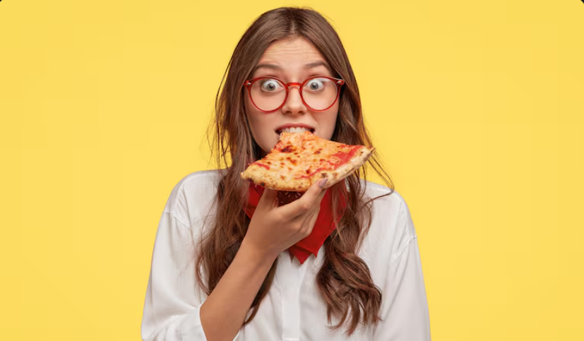 eating pizza
